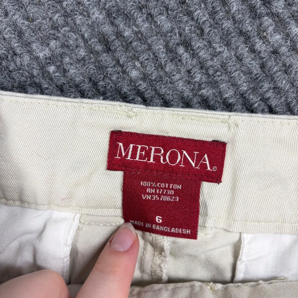 Merona Shorts Womens 6 Khaki Chino‎  Beige Cotton Casual Summer Flat Front